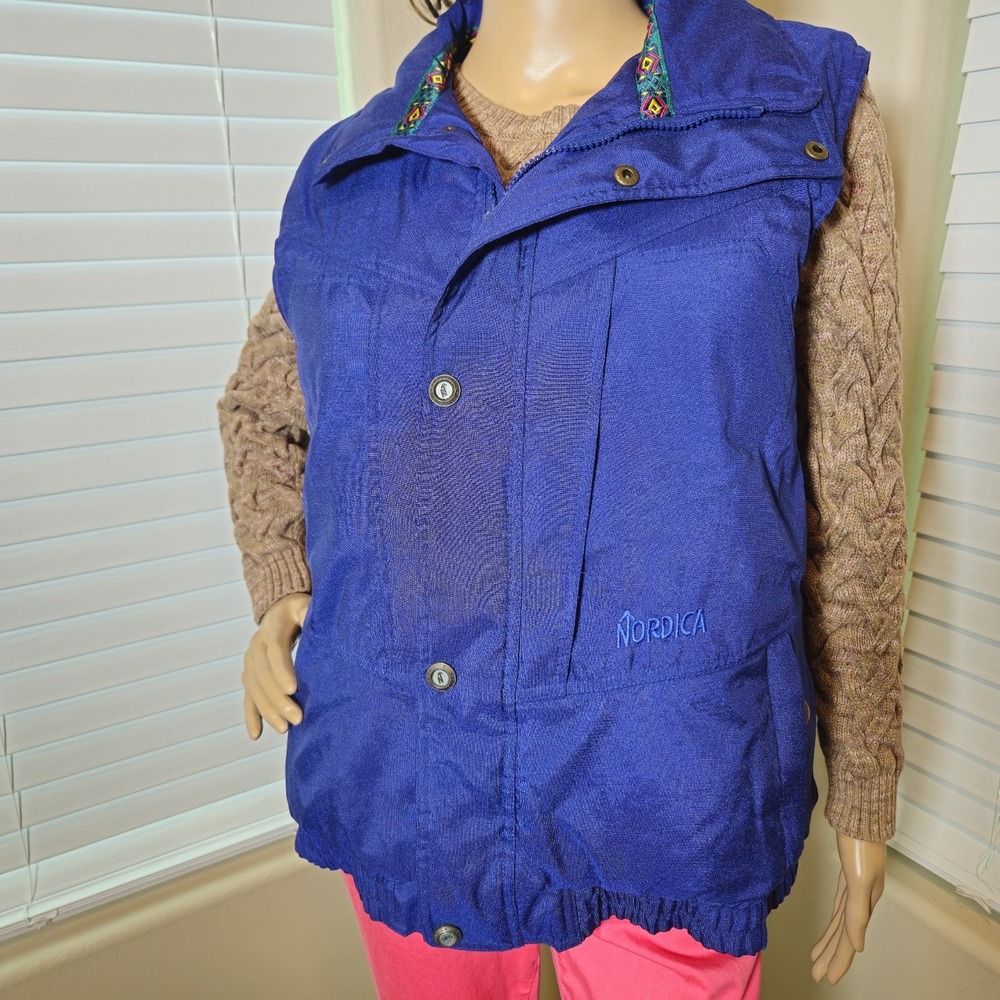 Nordica Sportsystem Vintage Blue Down Puffer Vest Women Large Retro Ski Gorpcore